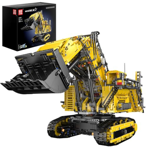 Mould King 17070 Technik Ferngesteuert Bagger Bausatz Raupenbagger Bausteine Gelb Kran Klemmbausteine Spielzeug mit Motor Geschenk für Erwachsene(4767 Teile)