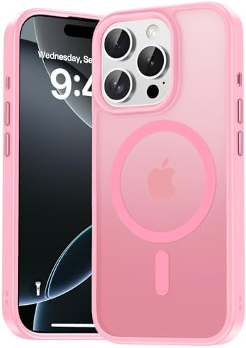 Natiiozie Magnetica Cover per iPhone 16 Pro Max Compatibile con MagSafe Custodia Traslucida Opaca Posteriore, Antiurto Anti-impronta Resistente ai Graffi Protettiva Rosa