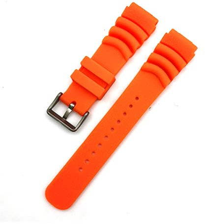 AJASMKLX Brotte de sport en silicone ajusté for la bande de montre de plongée imperméable Seiko Puan Rubber Men Bracelet Band Band ACCESSOIRES 20 mm 22 mm(Orange,22mm)