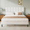 Yocreat Super King Bed Frame, Easy Assembly, Sturdy Wooden Slat Support, Upholstered Platform with Headboard, No Box Spring Needed, White Super King Bed 180×200