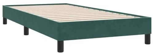 vidaXL Cadre de lit sans Matelas Vert foncé 90x210 cm Velours, lit, sommier, lit en Velours, Meuble de Chambre à Coucher, lit Simple, lit rembourré