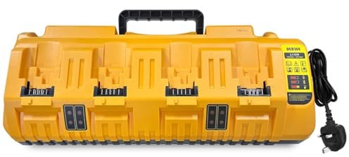 4 Ports Battery Charger Compatible with Dewalt Battery, Battery Charger Replacement for Dewalt DCB Series Battery, 3.0A 12V 18V 20V MAX Li-ion Charger with double 2.1A USB Ports