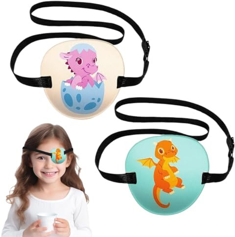 DWFEYOI Cache-œil Enfant 2 pièces pour amblyopie et orthoptie, adapté aux enfants, Couvre-lunettes pour fille, avec patchs pour les yeux corrigés visuellement,cache oeil enfant,cache oeil