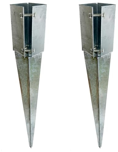 Fence Post Holder Support Drive in Spike Galvanised 75 x 75 x 750mm 2PK