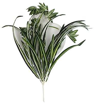 Ciieeo Artificial Chlorophytum Vine Bunch 65cm Plastic Silk Leaves Home Party Decor 2pcs Faux Hanging Basket for Indoor Wall Gardening