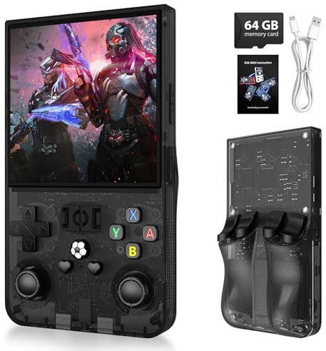 xiskt Portable Handheld Video Games mit 64 GB internem Speicher und 18.000+ klassischen Spielen, tragbare Videospielkonsole mit Linux-System, 4,0-Zoll-IPS-Bildschirm, 4000-mAh-Akku