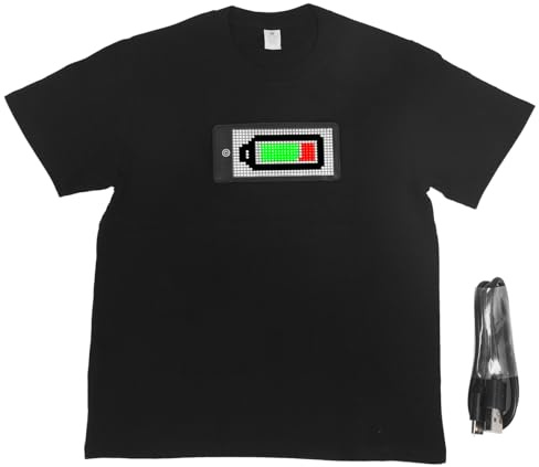 Jeffergarden Camisa LED con Bluetooth Camiseta Personalizada Tamilla Programable Pantalla de Pantalla Camisa Brillante Incorporada en una Batería de 1500 MAh (L)