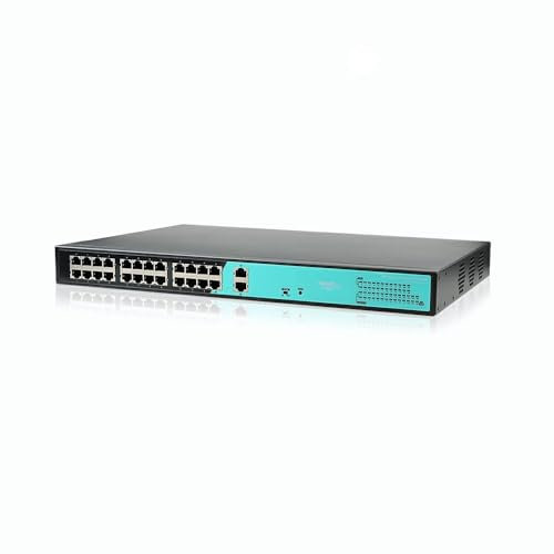 Mach Power Switch 24 Porte Fast PoE + 2 Porte Gigabit Uplink, Estensione Fino a 250m, Funzione VLAN, Plug & Play, Ideale per Videosorveglianza e Reti Aziendali (SW-UF24P2GV-062)