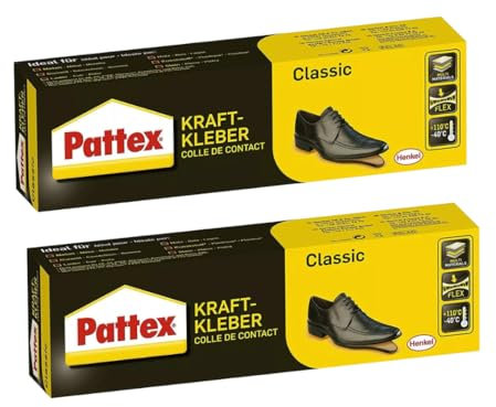 Pattex Colla per scarpe Classic – Colla per scarpe – Colla estremamente forte per la massima resistenza – Colla universale – Adesivo resistente al calore (2 x 100 g)