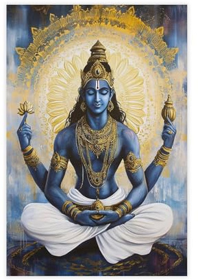 BQUWR Vintage-Poster mit Hindu-Gott, Vishnu, Poster, Wandkunstdruck, Bild, Gemälde, 30 x 45 cm