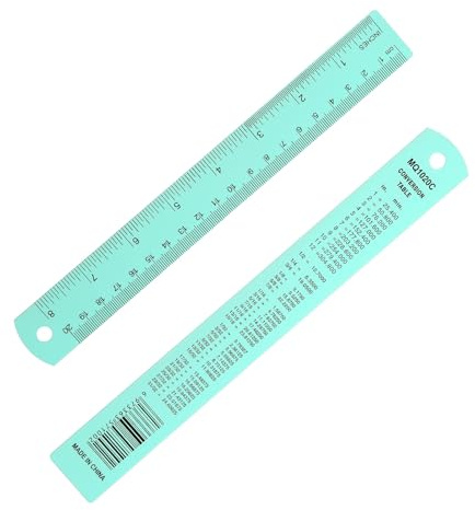 PATIKIL Metall Lineal 20cm/8 Zoll Metrisches Lineal Für Büro Hellblau | Aluminiumlegierung, Mit Zoll Und Zentimeter, Präzisionsmessung, Technisches Zeichnen
