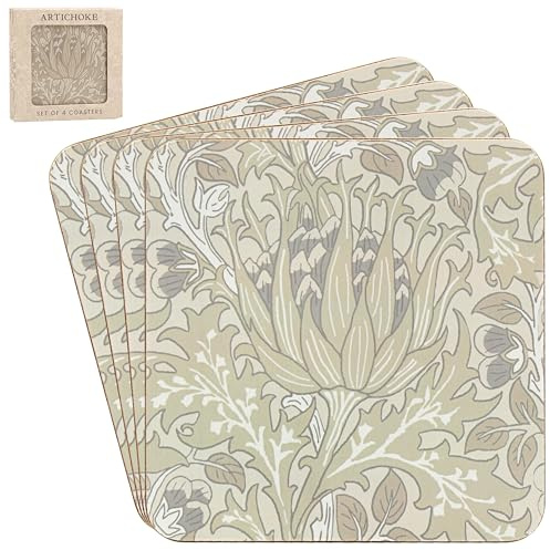 The Leonardo Collection William Morris Artichoke Coasters Set of 4 | Home & Office, Stylish Drink Mat, Dining, Durable Tabletops, Home Decor Accessories