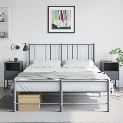 HETFTJN Nachttisch Anthrazit 2er Set 36x39x60,5 cm Stahl Industrial Look Modernes Design mit Schubladen Robuste & Langlebige Beistelltische für Schlafzimmer Wohnzimmer und Arbeitszimmer