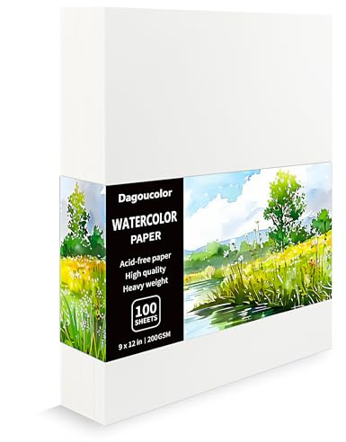 DagouColor Papel Para Acuarela, 30.5 * 22.9cm (100 Sheet) | 200GSM, Papel de Dibujo Pintura, Suministros de Arte Artistas Principiantes Adultos Niños Niñas