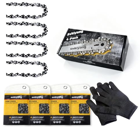 4 pezzi di catene per motosega per lama da 40 cm 3/8 pollici LP 1,3 mm 57 TG, catena per motosega inclusa di guanti protettivi e borsa per il trasporto, compatibile con Ryobi RCS 3540C, CSN 410, RCS