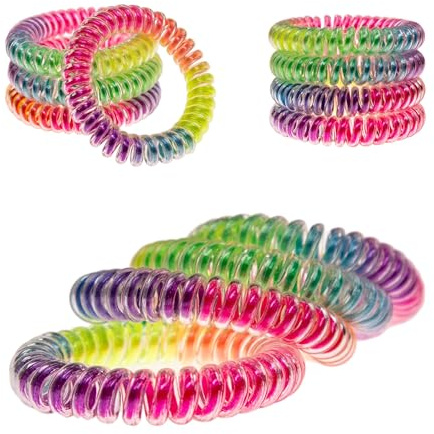 Specora-Classic Spiral Haargummi Regenbogen Soft – 5 cm – 4er Pack – TPU – Telefonkabel Zopfgummi – Ohne Ziepen & Verheddern – Keine Knicke – Haarschonend