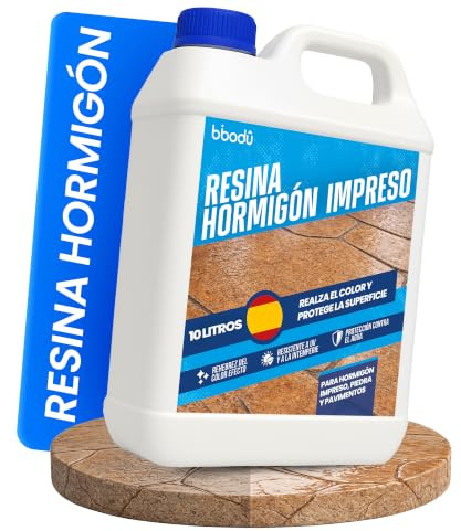 BIBODU Resina Hormigón Impreso 10 L | Sellador Protector con Realzador de Color | Protege contra Agua y Suciedad | Apto para Hormigón Impreso, Cemento y Piedra | Interior & Exterior - Base Agua
