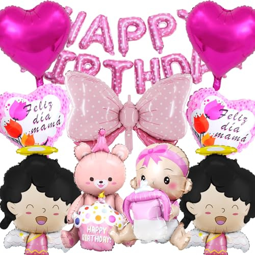 10 Stück Minni Moue Geburtstagsdeko Mädchen, Minni Maus Luftballons Deko | Folienballon Set, Geburtstag Party Deko Ballons Set für Kinder