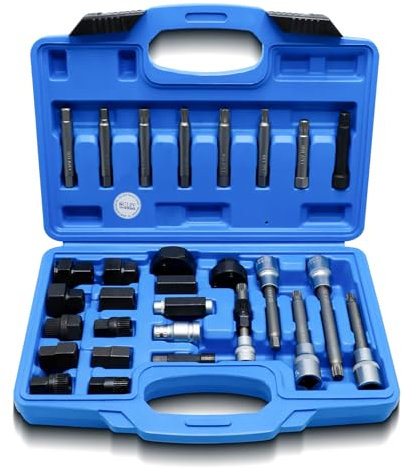CCLIFE 29tlg Lichtmaschinen Werkzeug Satz Lichtmaschine Riemenscheibe Service Entkoppler Bit-Einsatz-Satz, Alternator Freilauf Riemenscheibe Set Kompatibel mit Ford Audi BMW Benz VW ect