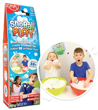 Zimpli Kids Snoball Play 2 Use Pack, transforme magiquement l'eau en fausse neige artificielle instantanée, jouet d'intérieur et d'extérieur pour les enfants