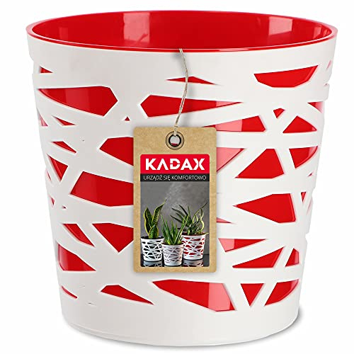 KADAX Maceta Redonda de Plástico para Flores y Plantas - Macetero Ligero y Moderno para Interiores y Balcón (13 cm, Rojo)