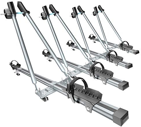 Mossa 4x Portabici da tetto, Portabiciclette con barra in alluminio e chiusura a chiave - BR9553