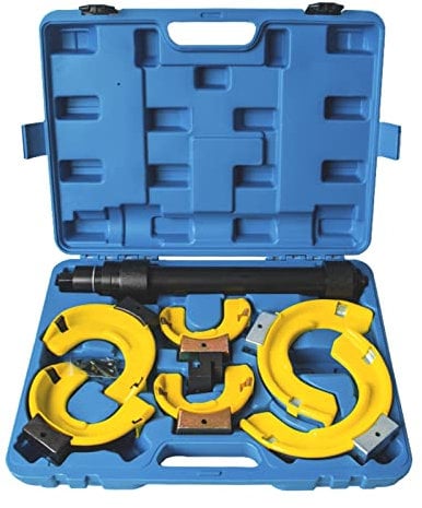 Aufun Fahrwerksfeder Universal Federspanner Satz für McPherson Federbeinsysteme Tuning inkl Werkzeug Federbeine Roter Tragekoffer