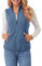 fuinloth Manteaux Polaire Sans Manche Femme, Chaud Léger Gilet Veste avec Poches Zippées Bleu Cendré L