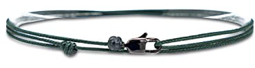 Made by Nami Bracelet de Cheville Fin pour Hommes et Femmes avec Fermoir Mousqueton Artisanal - Bijoux de Surfeur Maritime - Minimaliste en Tissu - 100% Étanche et Réglable (Émeraude Noir)