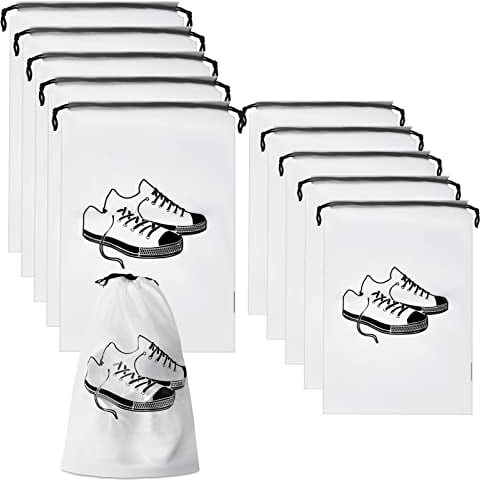 Jinlaili 10 Pezzi Sacchetti Portascarpe, 2 Taglia Borsa Scarpe da Viaggio Impermeabile, Sacchetti per Scarpe Antipolvere, Sacchetti per Calzature con Coulisse, Sacca da Viaggio per Riporre Scarpe
