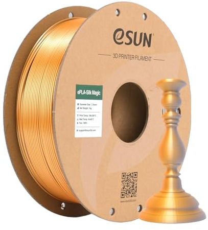 eSUN Silk Dual-Color 1.75mm PLA, 1KG Spool Co-Extrusion Silk Magic 3D Printing Filament for 3D Printer, Gold and Silver