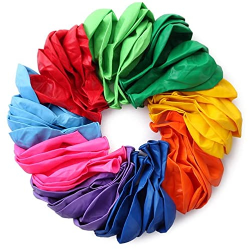 Yukiyi Set di 60 palloncini arcobaleno luminosi da 30 cm, 10 colori assortiti multicolore, palloncini per feste, palloncini in lattice per palloncini a elio, decorazioni per feste di compleanno
