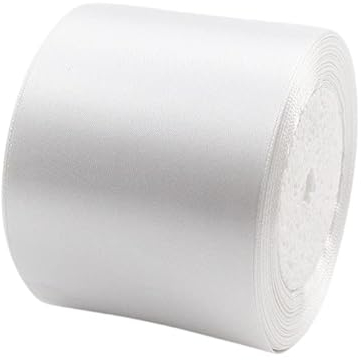 23m Satinband Geschenkband Weiß 75mm Breit,Trauer Band Weiß Schleifenband Satin Dekoband Geschenkverpackung Deko Band Stoffband für Halloween Weihnachten Hochzeit Taufe Geburtstag DIY-Handwerk