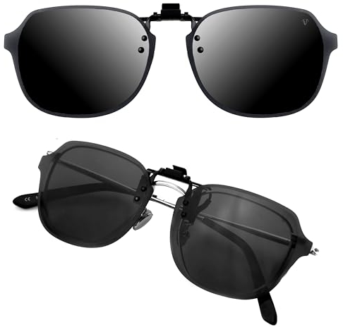 CREYESTAL Polarisiert Sonnenbrillen Aufsatz Brille, Sonnenbrille Clip, Anhebbar und Ultraleicht, Herren, Damen 100% UV400