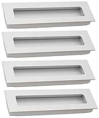 ETTBC 4er-Pack Schiebetür aus Aluminiumlegierung mit eingebetteten verdeckten Griffen Schrankschublade Tatami quadratisch geschlitzter Griff 96 mm silber-weiß