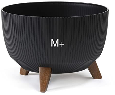 Blumentopf Schale mit Füßen Einsatz Kräutertopf Übertopf Pflanzschale Eco Recycled (Schwarz, M+ 33 cm)