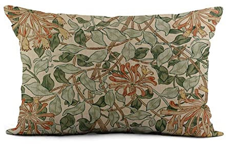 Kissenbezüge 40X60Cm, Feines Geißblatt Ii Morris William 1834 Designs Vorsatzblätter Marmoriert Couchkissen Weichdünn Sofakissen Dekorative Für Stuhlmöbel, Wohnzimmer