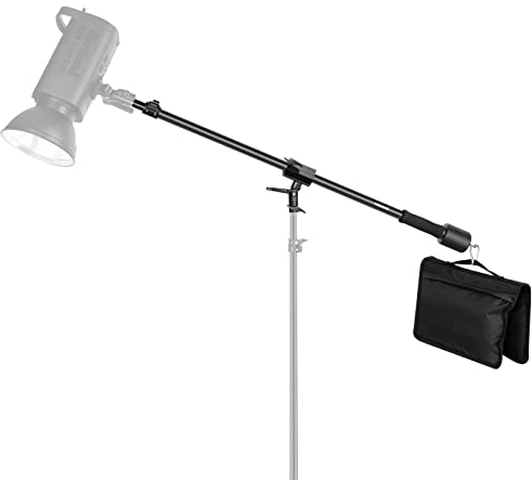 NEEWER Braccio Telescopico per Treppiede, da 89 a 155cm con Contrappeso da 1,5kg e Sacco di Sabbia, Vite da 1/4 Compatibile con Softbox, Luci da Studio, Flash, Ombrelli,Anelli luminosi,Carico Max 5kg