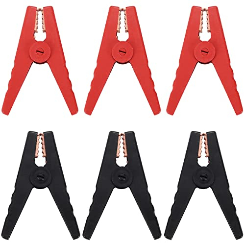 Greluma 6 Pz Clip a Coccodrillo per Batteria per Auto Lunghe 96 mm, Clip a Coccodrillo per Batteria Isolate da 100 A, Morsetti per Cavi Jumper per Barca per Veicoli Camion Auto