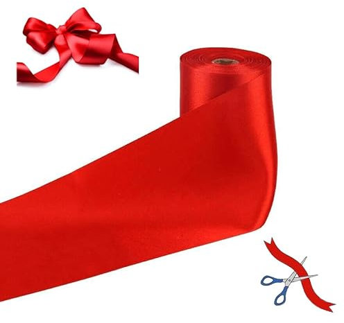 YYCRAFT 20,3 cm breites Satinband, Satin-Stoffspule für große Eröffnung, Schneiden, Zeremonie, Hochzeit, Geburtstag, Party, Dekoration, Geschenk, Handwerk (22 Meter, rot)