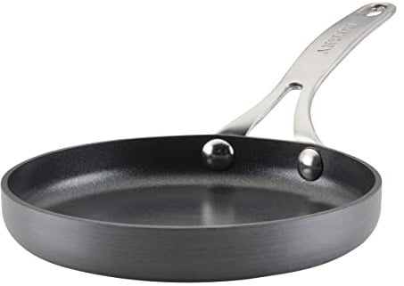 Anolon Hard Anodized Nonstick Mini Skillet/Frying/Egg Pan, Stainless Steel Handle, (6.5), Gray