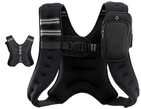 ZELUS Gewichtsweste 5,4kg/7kg/9kg Weighted Vest Trainingsweste mit reflektierenden Streifen, Brustgröße Verstellbar, Praktische Tasche für Laufen, Fitness, Yoga, Krafttraining & Muskelaufbau