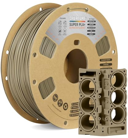 OVERTURE Super PLA+ Filament 1.75mm, Toughness Enhanced PLA Plus, Professional Toughness 3D Printer Filament 1kg (2.2lbs), High Precision +/- 0.02mm(Light Brown)