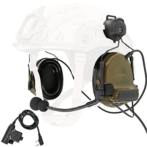 Heatangel Tactical Comta Headset with Arc Rail Adapter Protection auditif avec des coussinets d'oreille en gel pour Airsoft Sports (Army Green)
