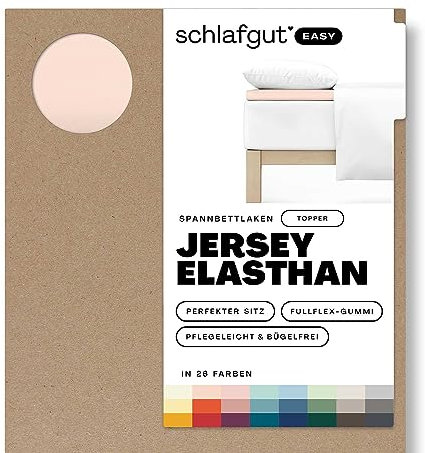 Schlafgut Easy Jersey Elasthan Topper Spannbettlaken 180x200 bis 200x220 Red Light, Spannbetttuch aus superweicher Baumwolle mit Elasthan