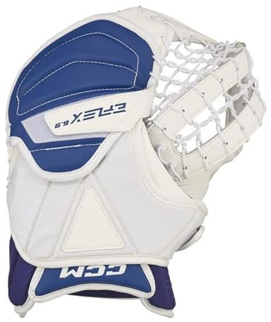 CCM EFLEX 6.9 Eishockey Torwarthandschuh Catcher, Intermediate (Weiß/Weiß/Weiß/Weiß, Ganz rechts)