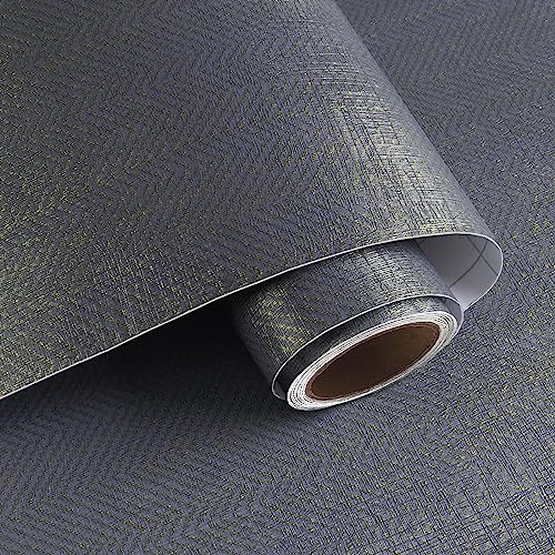 VaryPaper Tapete Stoffoptik Graublau Leinen Textur Strukturtapete 40cmx200cm Selbstklebende Folie Wasserfest Folie Arbeitsplatte Küche Dekofolie Möbelfolie Selbstklebend Tapeten Wohnzimmer Badezimmer
