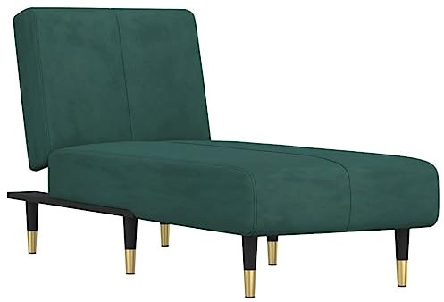 vidaXL Chaiselongue, Sofa in 3 Positionen zum Sitzen Entspannen Schlafen Verstellbar, Couch in Eleganter Optik, Liege Schlafsofa Loungesofa Liegesofa, Dunkelgrün Samt
