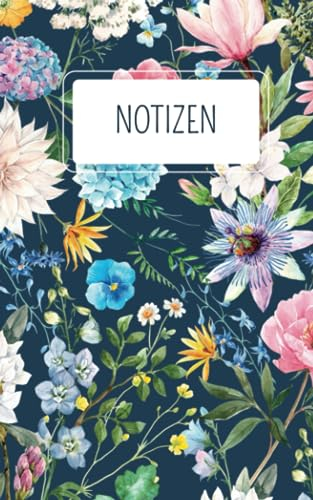 Notizheft, liniert, 5x8 Zoll, Blumen, 50 Seiten