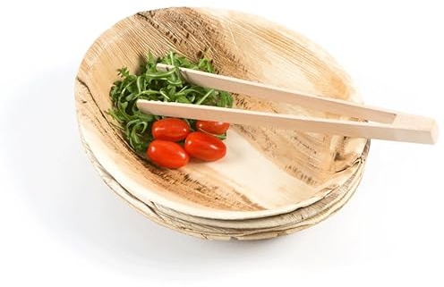 Little Cherry Eco Disposable Salad Bowls | Large Palm Leaf Bowls for Salads, Large Eco Bowls for Party Food | Serving Bowls for Parties, Events & Catering. (10)
